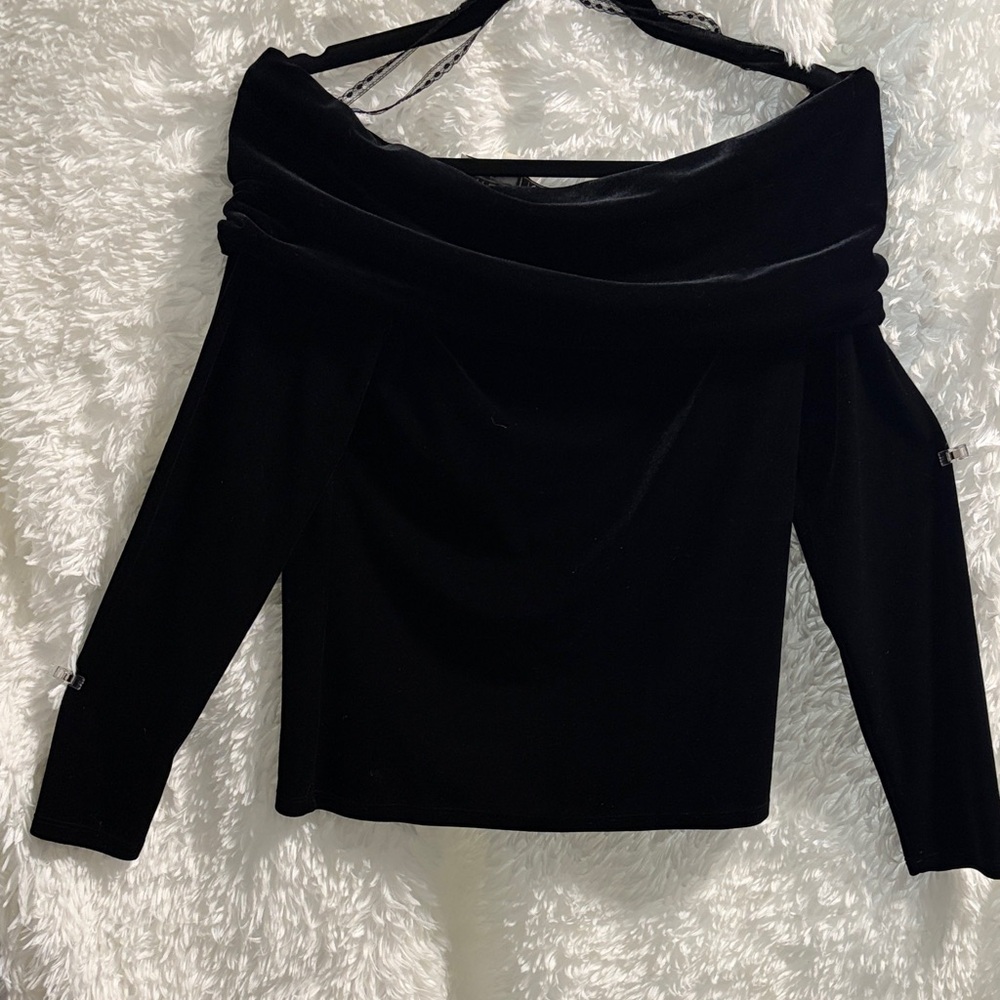 Chetta B Black Off-Shoulder Sweater